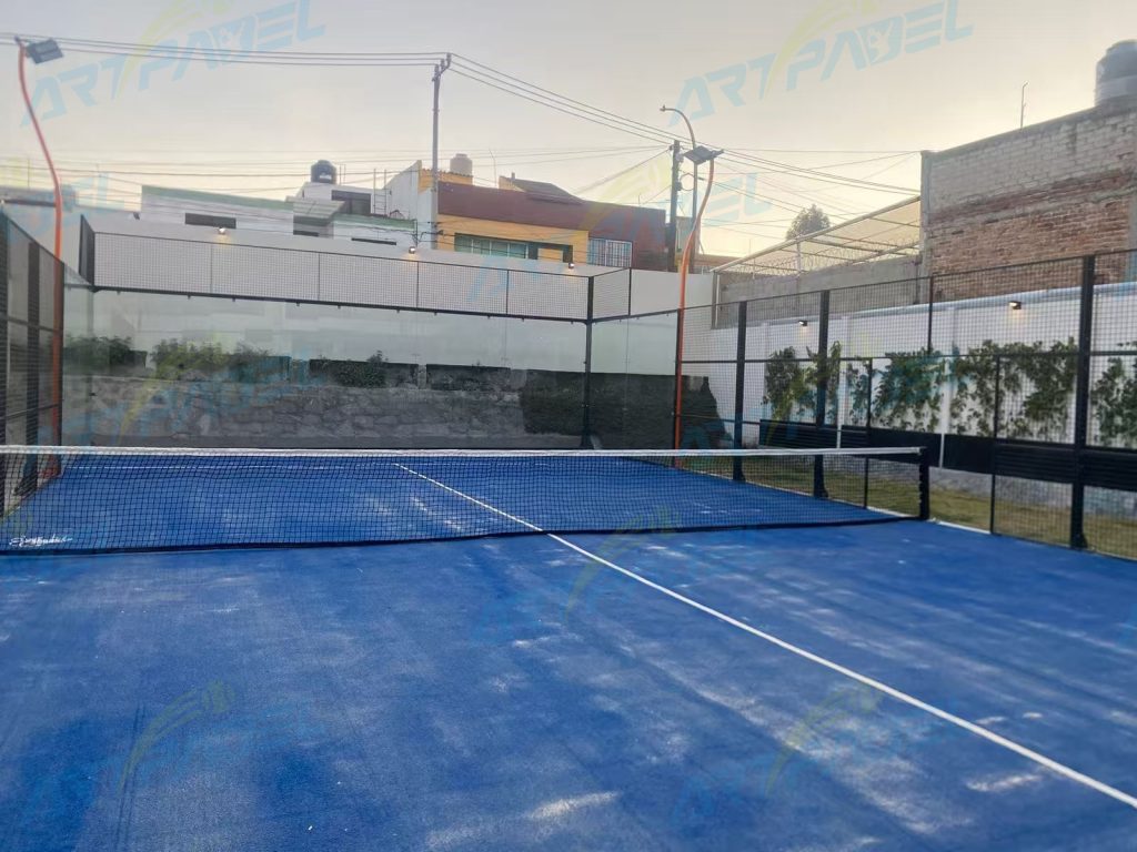 orange and blue panoramic padel court